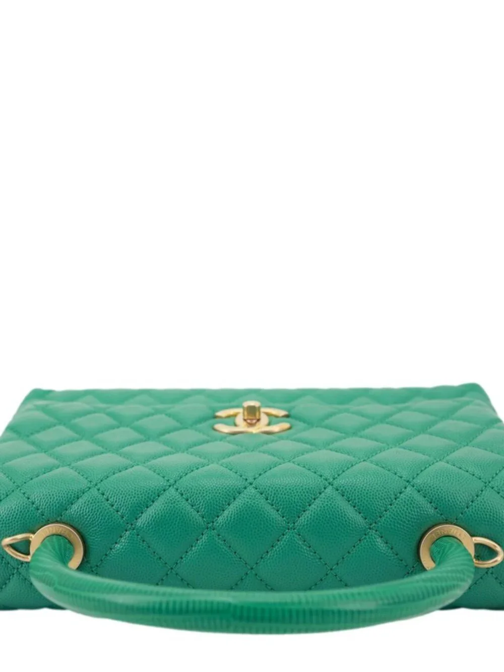 Chanel  Coco Handle Flap Small Quilted Caviar Leather Crossbody Bag Green